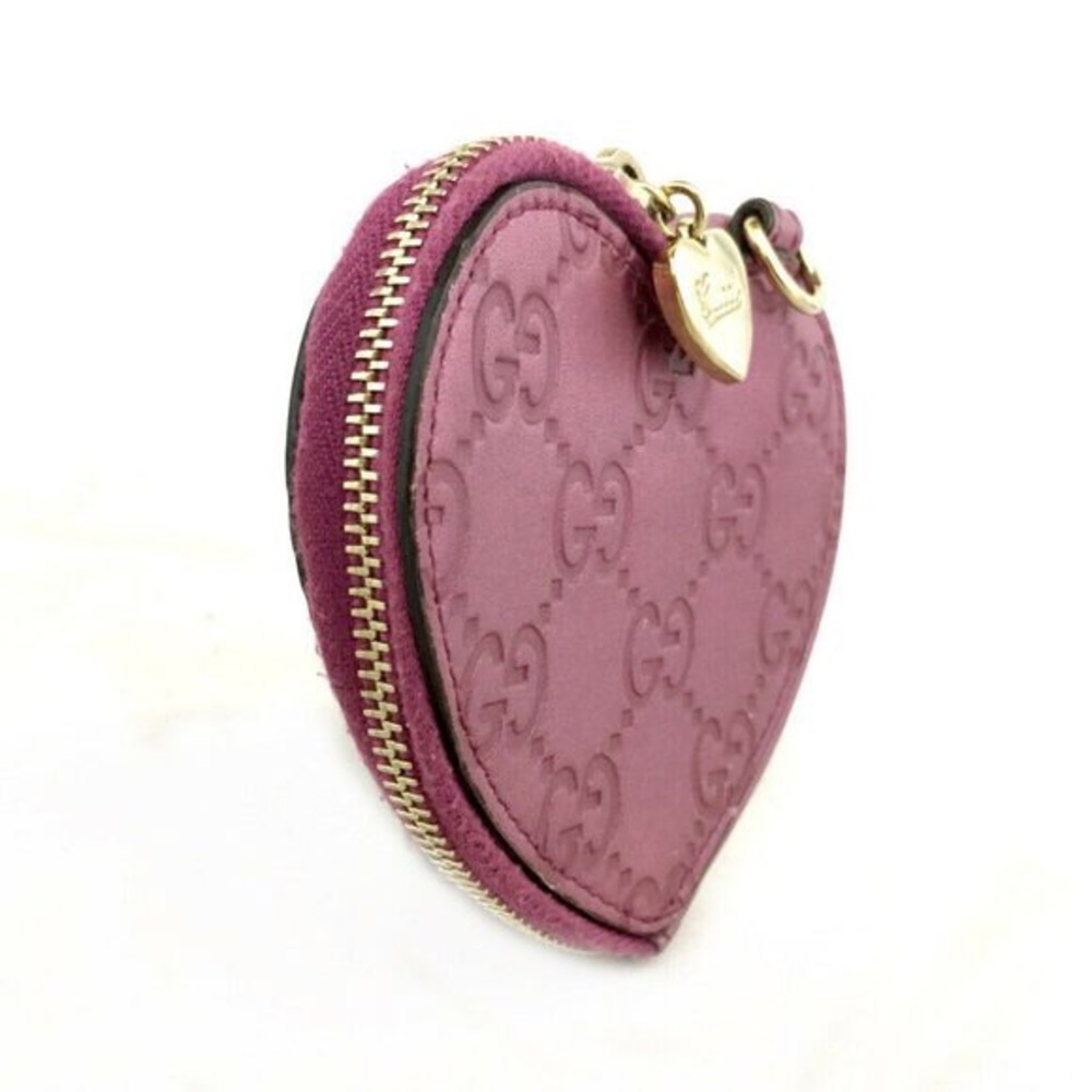 Gucci  Shima Heart  GG Pink Leather Coin